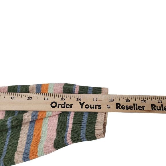 Modcloth Sweater Womens 1X Green Striped Knit V-Neck Pullover 3/4 Sleeve Cotton - Picture 9 of 9